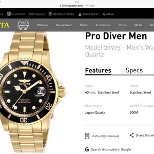 Men’s Invicta Pro Divers Watch